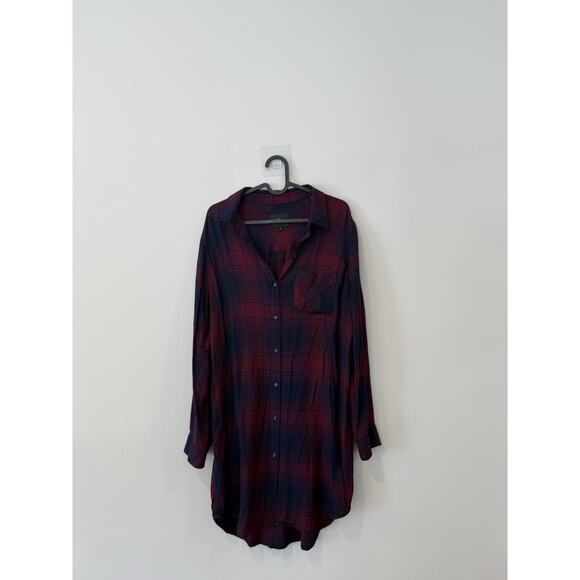 Rails Long Sleeve Plaid Button Front Shirt Dress in Red and Black SZ S 1991 - Picture 2 of 12